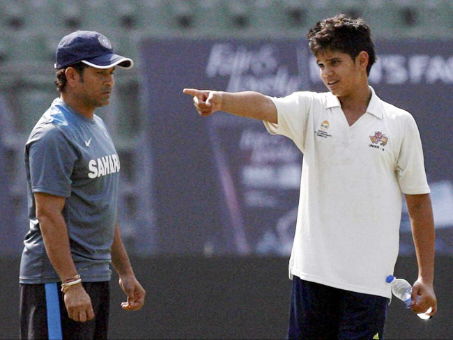 arjun Tendulkar with Sachin