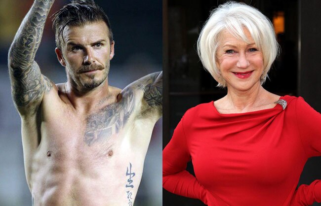 David Beckham and Helen Mirren