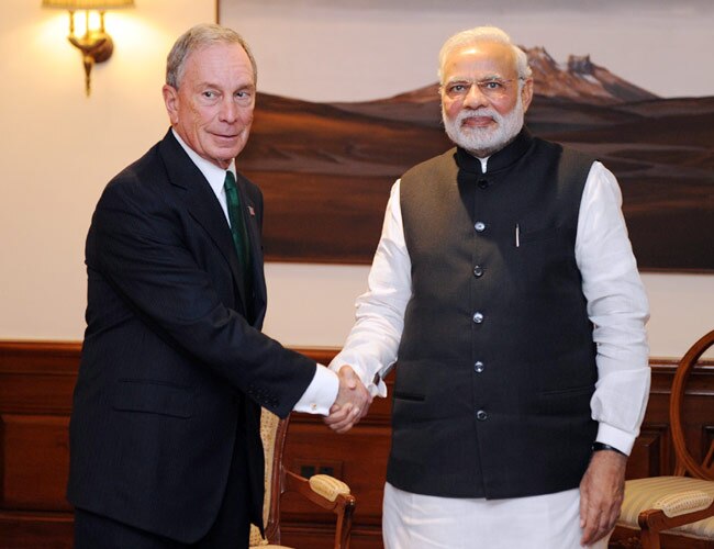 prime minister narendra modi with Michael Bloomberg