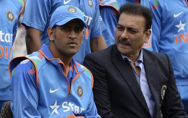 File photo: MS Dhoni and Ravi Shastri