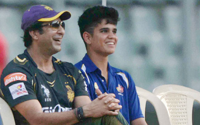 वसीम अकरम और अर्जुन तेंदुलकर