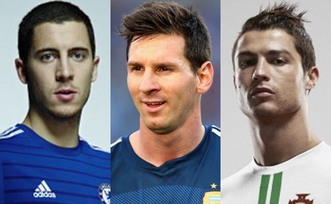 दाएं से बाएं- हजार्ड, मेसी, रोनाल्डो (फाइल फोटो)