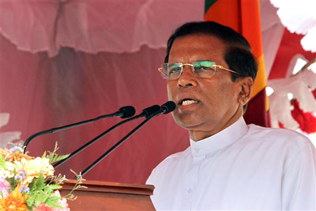 श्रीलंकाई राष्ट्रपति मैत्रीपाला सिरिसेना की फाइल फोटो