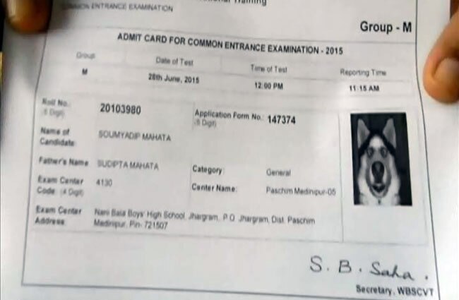 Admit card of the student