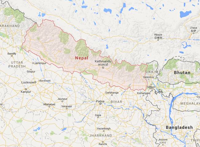 नेपाल का मानचि‍त्र