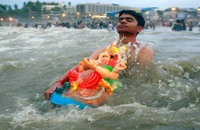 कड़ूी सुरक्षा के बीच हुआ गणेश विसर्जन