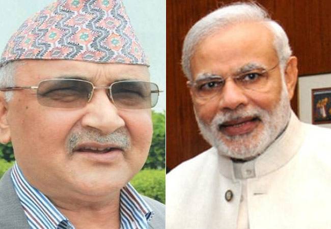 भारत के प्रधानमंत्री नरेंद्र मोदी और नेपाल के नए पीएम केपी ओली