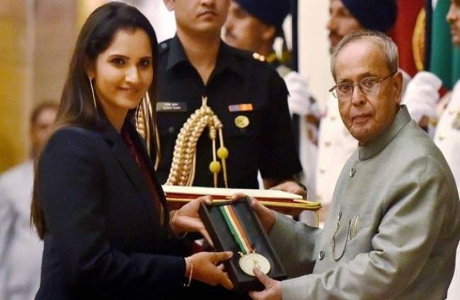 Sania Mirza and Pranab Mukherjee