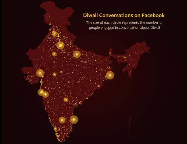 फेसबुक ने मैप के जरिए दिखाया, कहां कितने यूजर्स ने FB मनाई दिवाली