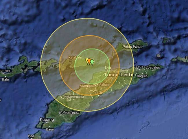 पूर्वी इंडोनेशि‍या का प्रभावित क्षेत्र