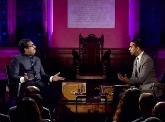 टीवी इंटरव्यू के दौरान राम माधव