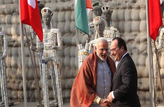 रविवार को रॉक गार्डन में मिले थे मोदी-अोलांद