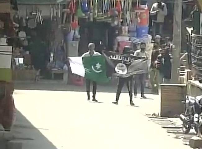 पाकिस्तानी और ISIS के झंडे के साथ प्रदर्शनकारी