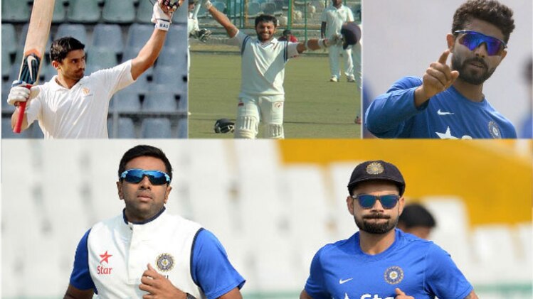 करुण नायर, समित गोहेल, रविंद्र जडेजा, रविचंद्रन अश्विन और विराट कोहली