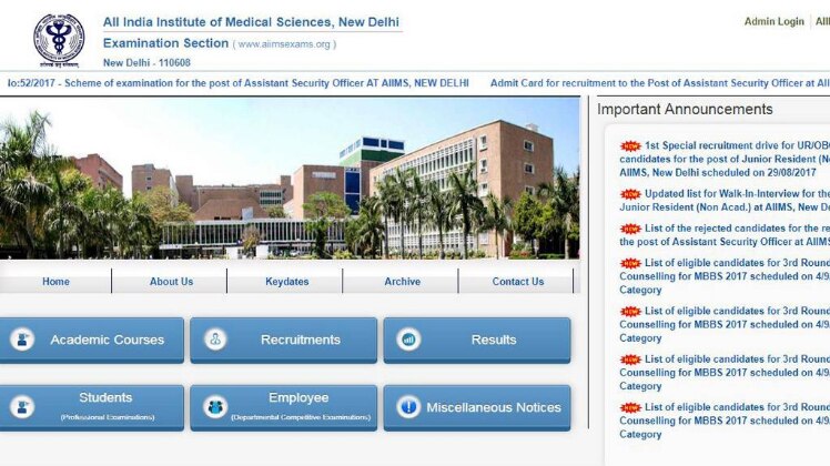 AIIMS MBBS counselling 3rd round list of eligible candidates 2017