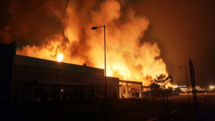 निमराणा औद्योगिक क्षेत्र में भीषण आग