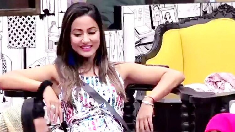 टास्क के दौरान हिना खान, लव त्यागी