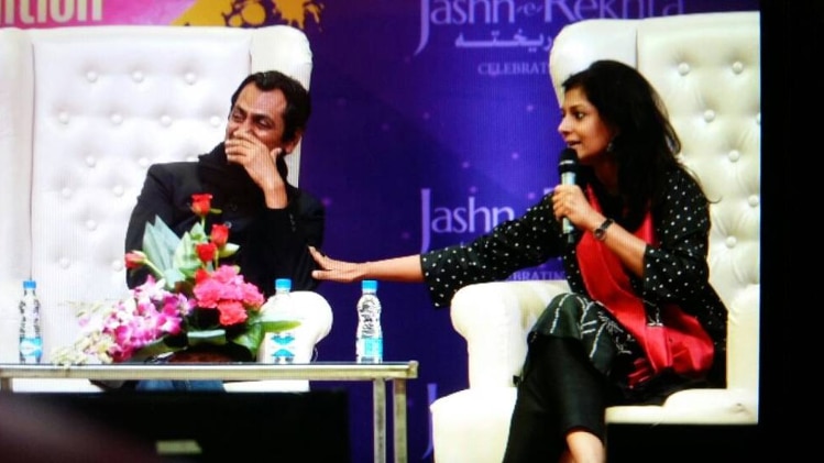 नवाजुद्दीन और नादिता दास (फोटो : ट्विटर, जश्न ए रेख्ता)