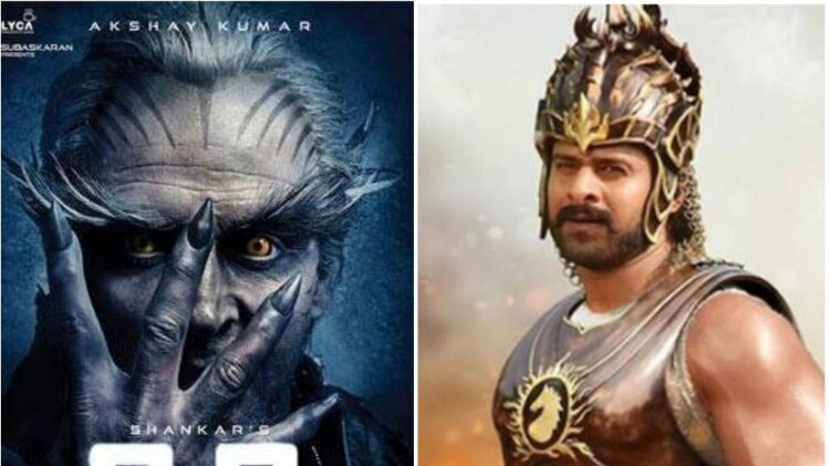 फिल्म के पोस्टर में अक्षय कुमार और बाहुबली 2 के सीन में प्रभास 