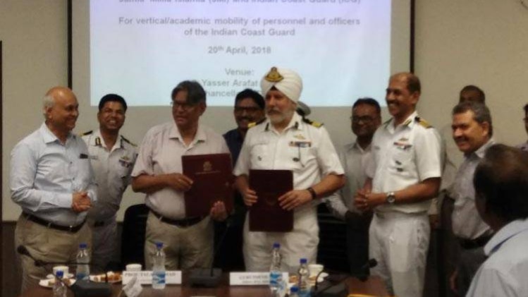 जामिया और इंडियन कोस्ट गार्ड्स के बीच एमओयू