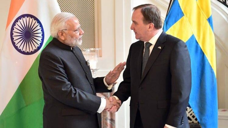 स्वीडन के पीएम के साथ प्रधानमंत्री नरेंद्र मोदी