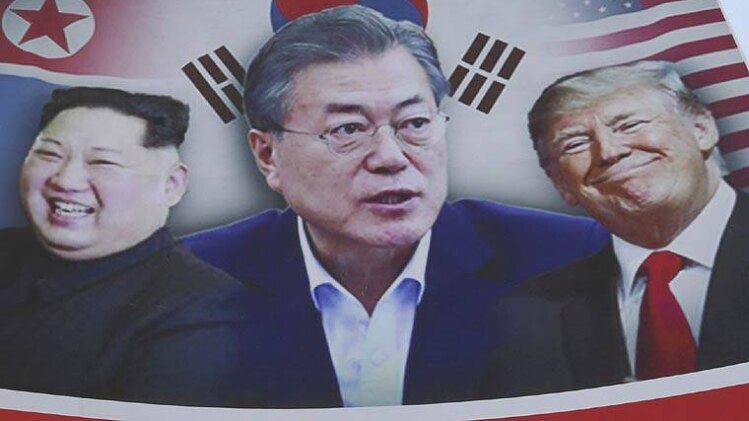 किम जोंग उन, मून जेई और ट्रंप 