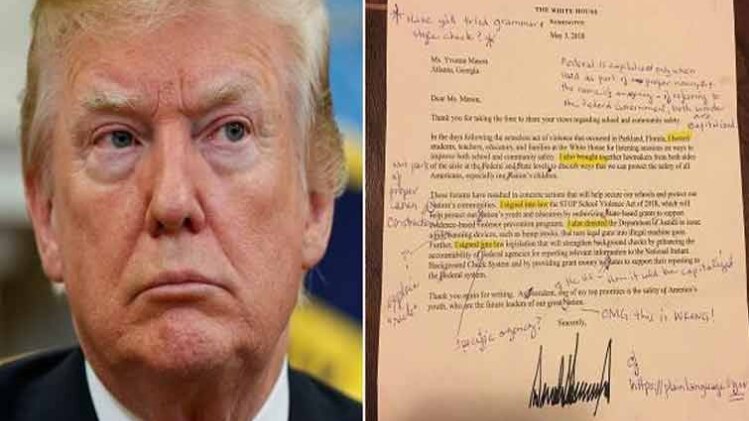 राष्ट्रपति डोनाल्ड ट्रंप और पत्र 