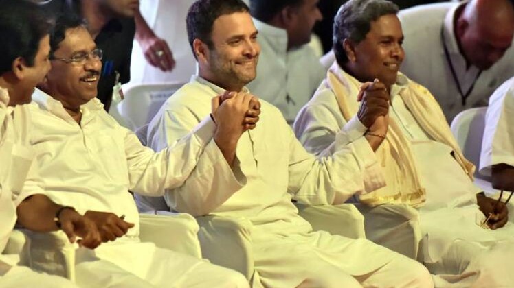 जी परमेश्वर, राहुल गांधी और सिद्धारमैया (GETTY IMAGES)