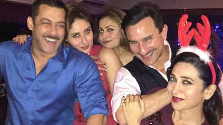 करिश्मा, करीना और सैफ अली के साथ सलमान खान 