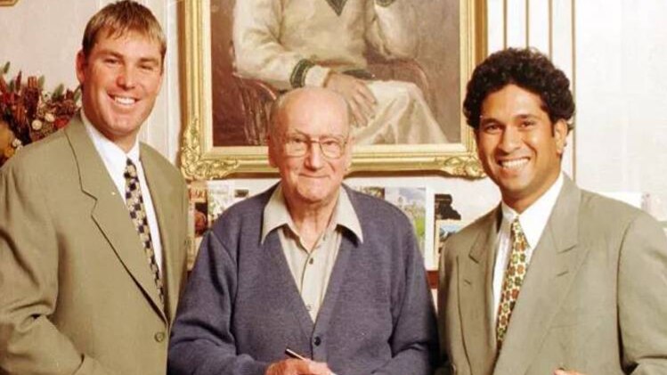 डॉन ब्रैडमैन के साथ सचिन और वॉर्न