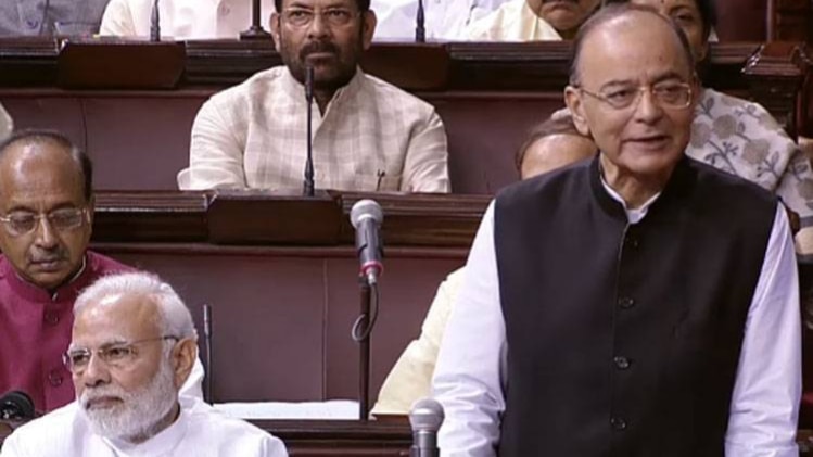 राज्यसभा में अरुण जेटली, पीएम मोदी 