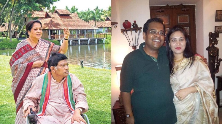 अजीत जोगी अपनी पत्नी रेणु जोगी और अमित जोगी अपनी पत्नी ऋचा जोगी (फोटो-aajtak.in)