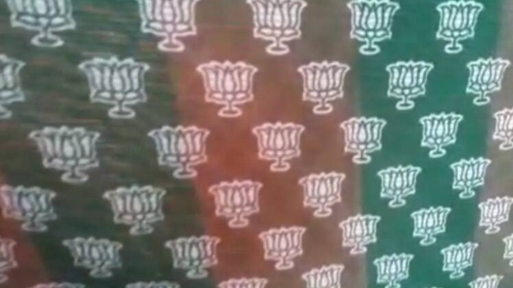 कमल फूल प्रिंट वाली साड़ी (फोटो-aajtak)