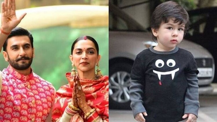 दीपिका रणवीर और दाईं और तैमूर अली खान