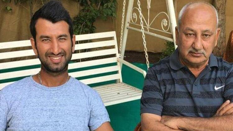 चेतेश्वर पुजारा और उनके पिता (Photo: Twitter)