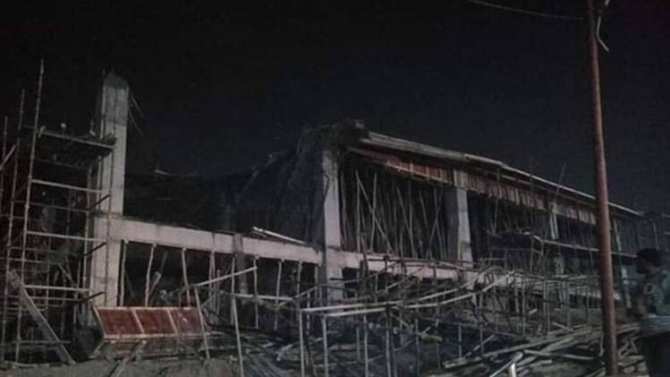 हेलिपोर्ट बिल्डिंग का एक हिस्सा गिरा