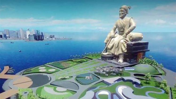  अरब सागर में प्रस्तावित शिवाजी स्मारक का मॉडल