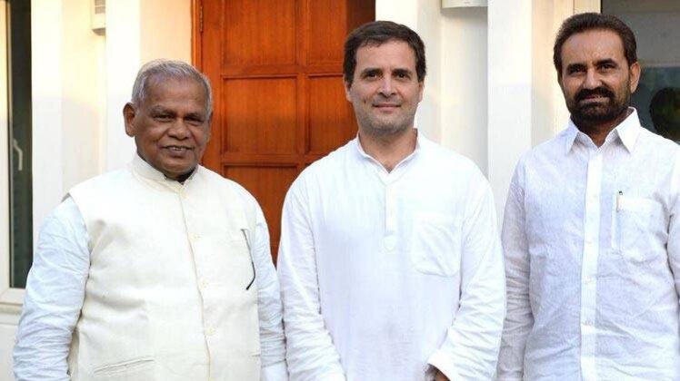 राहुल गांधी और शक्ति सिंह गोहिल के साथ जीतन राम मांझी(File Photo- ANI)