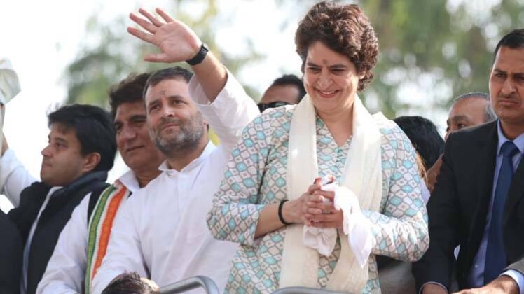 लखनऊ रैली में राहुल-प्रियंका (फोटो-हरीश)