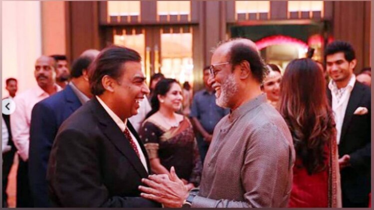 रजनीकांत संग मुकेश अंबानी 