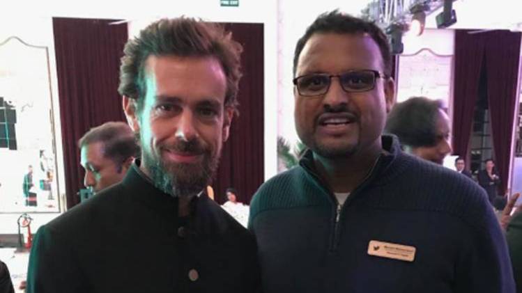Twitter के सीईओ जैक डॉर्सी के साथ मनीष माहेश्वरी (Photo: Manish's Twitter)