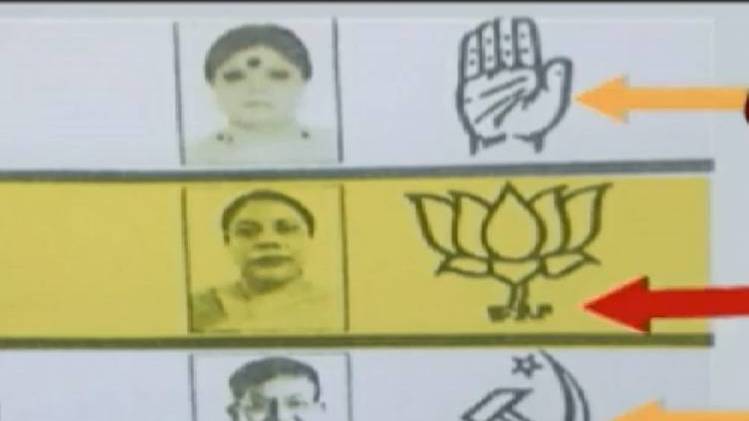 बीजेपी के चुनाव चिन्ह के नीचे पार्टी का नाम