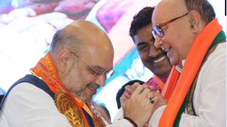 केंद्रीय गृह मंत्री अमित शाह और भास्कर राव (Courtesy- ANI)