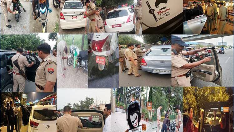 नोएडा के विभिन्न इलाकों में ऑपरेशन क्लीन-7 चलाती नोएडा पुलिस. (फोटोः नोए़डा पुलिस)