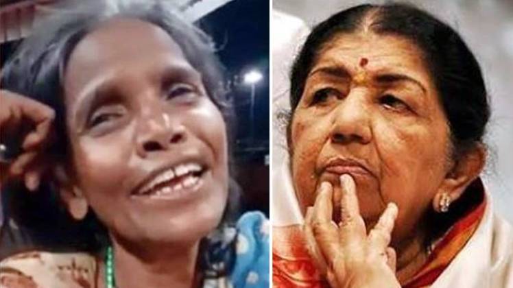वायरल वीडियो में नजर आने वाली महिला (बाएं) और लता मंगेशकर (दाएं)