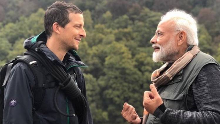 बेयर ग्रिल्स और प्रधानमंत्री नरेंद्र मोदी 