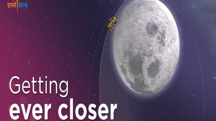 28 अगस्त को चांद की तीसरी कक्षा में जाएगा चंद्रयान-2.(फोटो-इसरो)