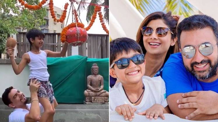 शिल्पा शेट्टी संग पति राज कुंद्रा और बेटे विआन 