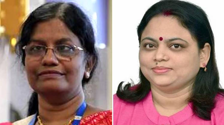 एम वनिता व रितु कारीधाल (बायें से दायें )