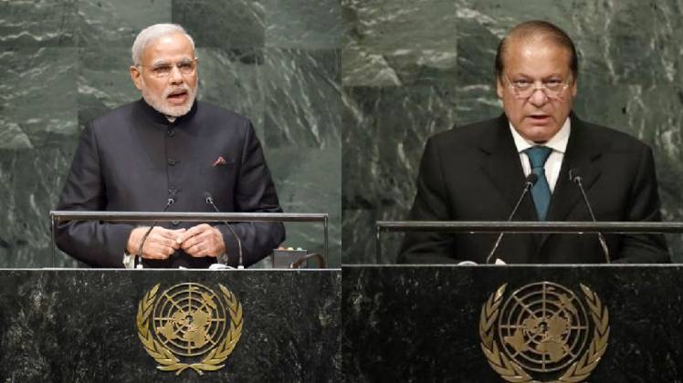UN में नरेंद्र मोदी और तत्कालीन PAK पीएम नवाज शरीफ